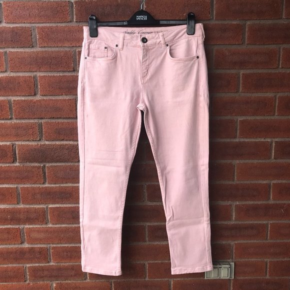 Marks & Spencer Light Dusted Pink Mid Rise Straight Leg Ankle Grazer Pants - Picture 1 of 14